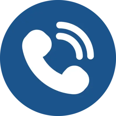 Phone call icon inside a blue circular badge